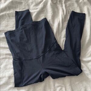 CRZ YOGA Womens Butterluxe Maternity Leggings w/ Pockets Over The Belly 25" Navy